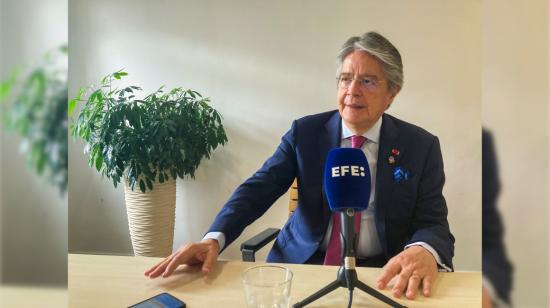 El presidente Guillermo Lasso, en entrevista con EFE, en Bruselas (Bélgica), el 17 de julio de 2023.