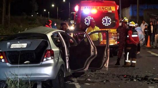 Uno de los vehículos involucrados en el accidente ocurrido el 13 de julio de 2023 en la vía Guano-San Andrés, provincia de Chimborazo. 