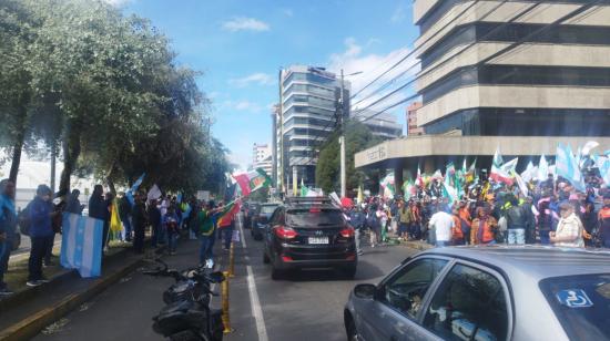 Cierre de la avenida Amazonas, en las inmediaciones del Ministerio de Educación, el 21 de julio de 2023.