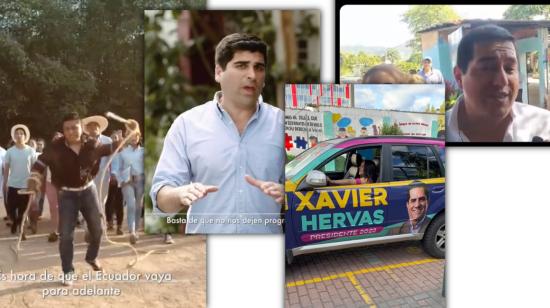 Momentos de las campañas electorales de Xavier Hervas, Otto Sonnenholzner y el candidato vicepresidencial, Andrés Arauz.