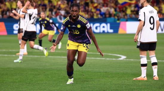 Linda Caicedo celebra su gol en el partido de Colombia ante Alemania por el Mundial femenino, el 30 de julio de 2023.