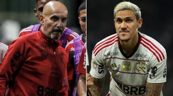 Pablo Fernández, preparador físico del Flamengo, y el delantero Pedro.