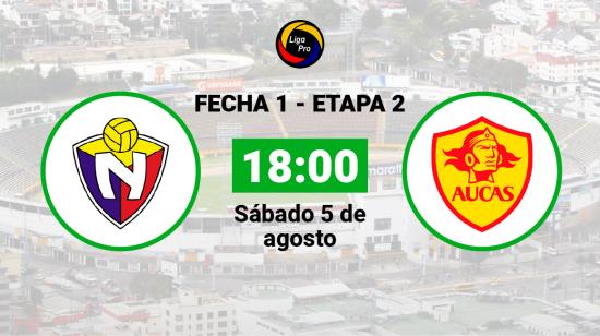 El Nacional se enfrenta a Aucas el sábado 5 de agosto desde las 18:00.