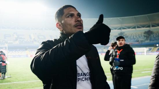 Paolo Guerrero, luego de la victoria de Liga de Quito ante Ñublense, el 3 de agosto de 2023.