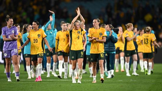 Las jugadoras de Australia celebran su victoria ante Dinamarca en el Mundial femenino, el 7 de agosto de 2023.