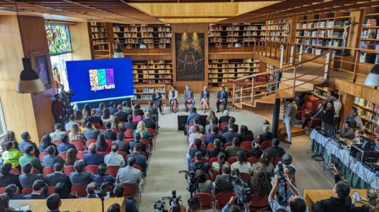 Entrega de fondos al proyecto Idearium, con la presencia del presidente Guillermo Lasso, en Quito, el 9 de agosto de 2023. 