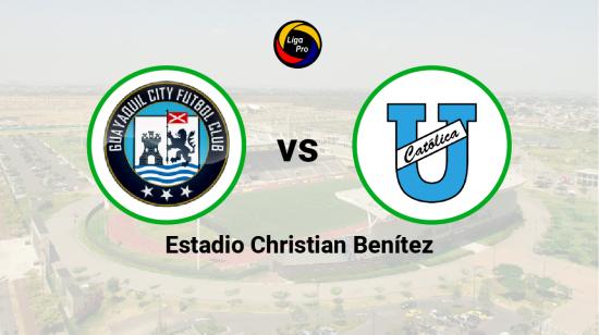 Guayaquil City se enfrenta a Universidad Católica en el estadio Christian Benítez, el 11 de agosto de 2023.