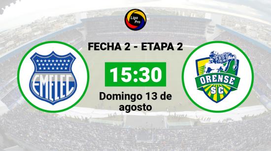 Emelec se enfrenta a Orense el domingo 13 de agosto desde las 15:30. 