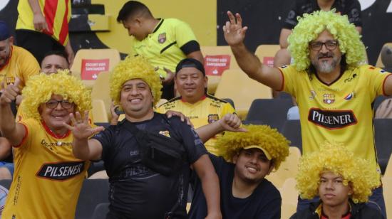 Hinchas de Barcelona  en el estadio Banco Pichincha, el domingo 6 de agosto de 2023.