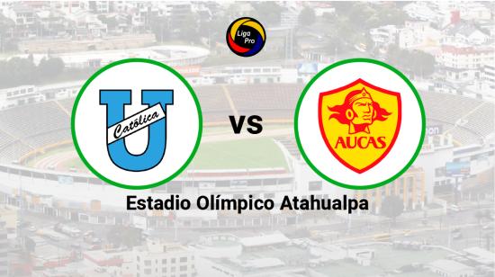 Universidad Católica se enfrenta a Aucas en el estadio Olímpico Atahualpa, el 17 de agosto de 2023.