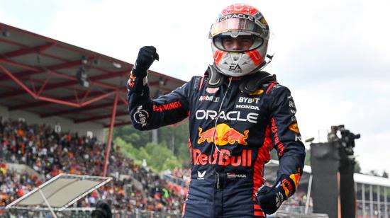 El piloto neerlandés, Max Verstappen, celebra después de ganar el Gran Premio de Bélgica de Fórmula 1 en el circuito de Spa-Francorchamps en Spa el 30 de julio de 2023.
