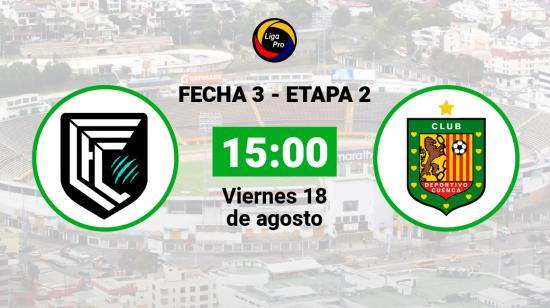 Cumbayá se enfrenta a Deportivo Cuenca el viernes 18 de agosto desde las 15:00.