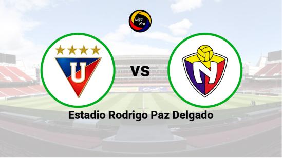 Liga de Quito se enfrenta a El Nacional en el estadio Rodrigo Paz Delgado, el 18 de agosto de 2023.