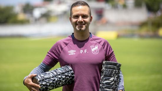 David Barrientos, preparador físico de Universidad Católica, después de una práctica en La Armenia, en agosto de 2023.