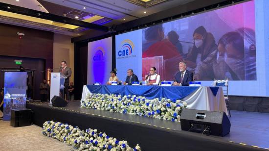 Rueda de prensa de los vocales del CNE, cierre de elecciones 2023. Quito, 20 de agosto de 2023