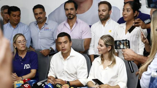 El candidato Daniel Noboa, durante una rueda de prensa, tras conocer los resultados de las elecciones, el 20 de agosto de 2023.