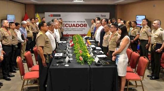 Reunión autoridades policiales de Ecuador y Perú el 24 de agosto de 2023.