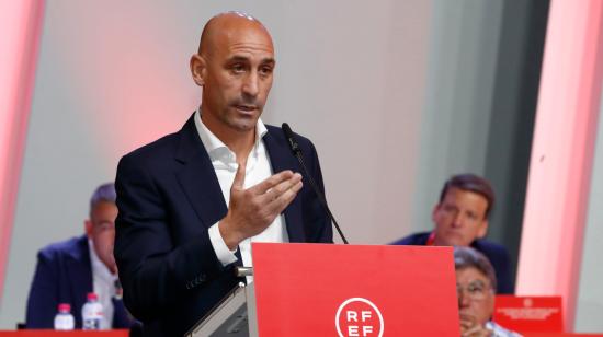 Luis Rubiales, durante una asamblea, el 25 de agosto de 2023.