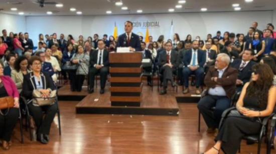 Wilman Terán, presidente del Consejo de la Judicatura, hizo un balance de su gestión, el 31 de julio de 2023, en Quito.