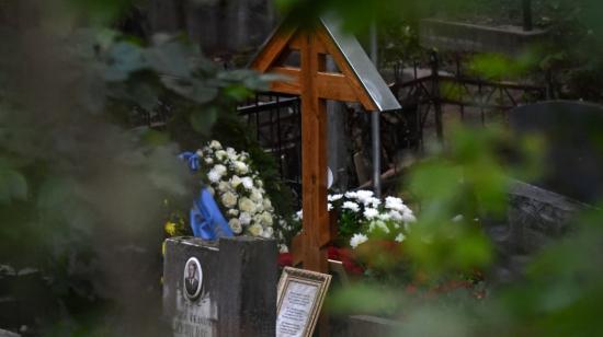 La tumba del jefe del grupo mercenario privado Wagner, Yevgeny Prigozhin, en el cementerio Porokhovskoye de San Petersburgo el 29 de agosto de 2023.