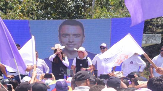 El presidenciable Daniel Noboa Azín, durante un acto de campaña en Manabí, el 27 de agosto de 2023. 