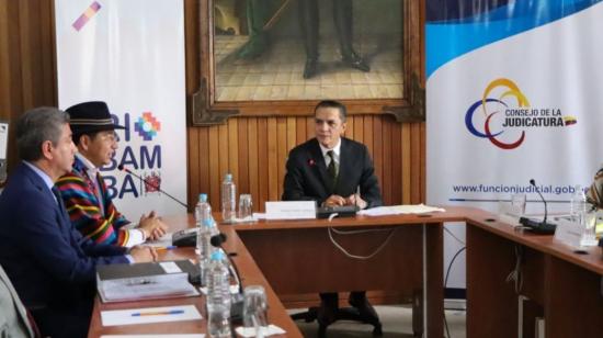 El presidente del Consejo de la Judicatura, Wilman Terán, en una actividad en Riobamba el 23 de juliode 2023.