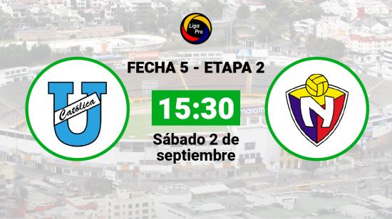 Universidad Católica se enfrenta a El Nacional, el sábado 2 de septiembre desde las 15:30.