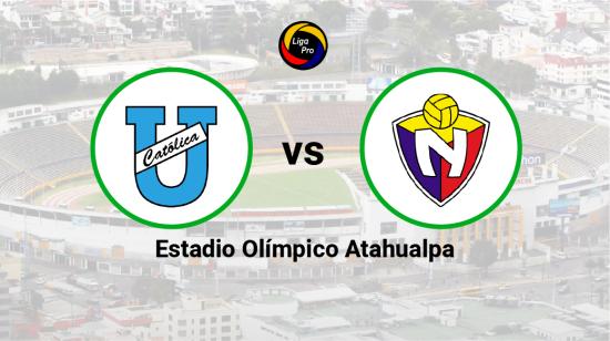 Universidad Católica se enfrenta a El Nacional en el estadio Olímpico Atahualpa, el 2 de septiembre de 2023.