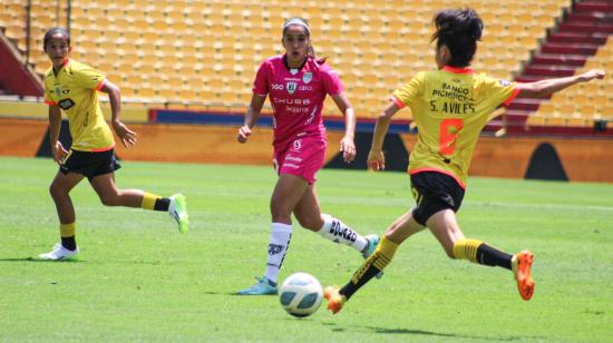 Barcelona SC y Dragonas IDV se enfrentaron en la final de ida de la Superliga Femenina, en el estadio Banco Pichincha, el 2 de septiembre de 2023.