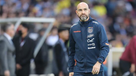 El técnico de Ecuador, Félix Sánchez, durante el duelo de este 12 de septiembre ante Uruguay. 