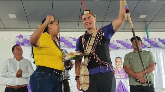 El presidenciable Daniel Noboa en un acto de campaña en Lago Agrio, el 12 de septiembre de 2023. 