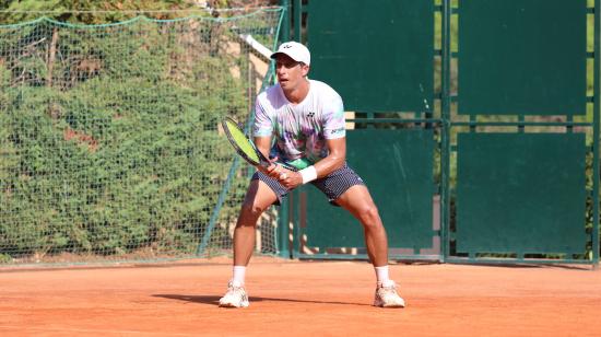 Gonzalo Escobar, durante un entrenamiento en Mónaco, el 12 de septiembre de 2023, previo a la serie de Copa Davis.