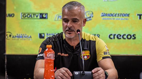 Michele Fini, asistente técnico de Barcelona SC, durante una rueda de prensa el 17 de septiembre de 2023.