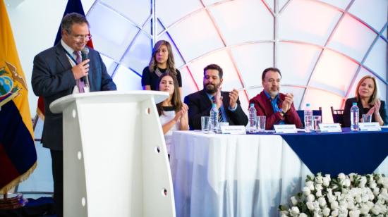 Ramón Miró, presidente y director general de Corporación Quiport, en un acto en el Aeropuerto Internacional Mariscal Sucre, de Quito. 