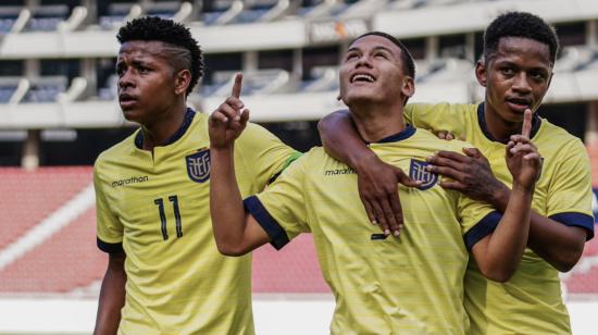 Los jugadores de la Selección Sub 17 de Ecuador en su amistoso ante Panamá.