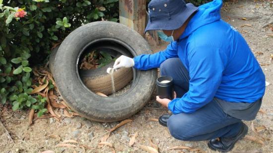 Personal del Ministerio de Salud trabaja para evitar la proliferación de mosquitos que causan el dengue.