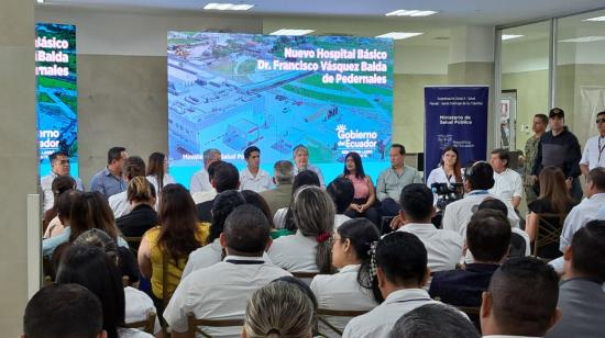 El presidente Guillermo Lasso en el acto de inauguración del hospital de Pedernales, Manabí, el 4 de octubre de 2023. 