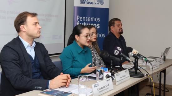 Miembros del Observatorio Ciudadano de Violencia Política, en rueda de prensa este 4 de octubre de 2023.