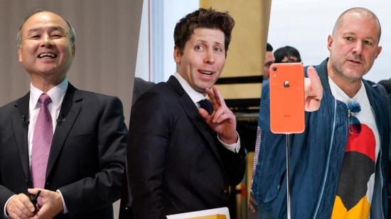 Las tres mentes de Silicon Valley detrás del nuevo dispositivo, que reemplazará al celular: Masayoshi Son, San Altman y Jony Ive. 