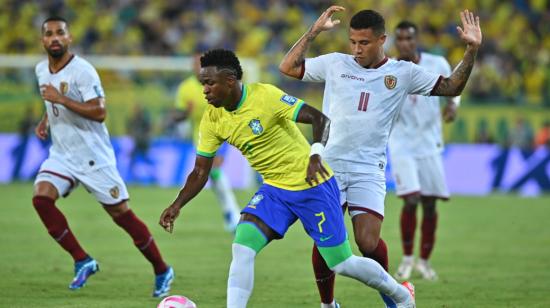 Vinicius Jr., durante el partido de Brasil ante Venezuela, el 12 de octubre de 2023. 