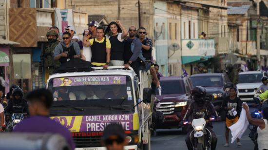 Daniel Noboa, en el cierre de campaña en Santa Elena, el 12 de octubre de 2023. 