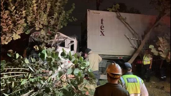 Un tráiler derribó un muro y arrastró árboles de una urbanización. 