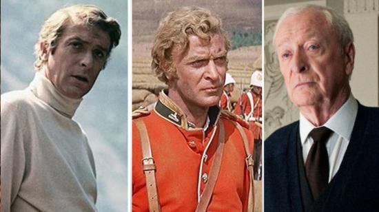 El actor Michael Caine, en tres de sus películas.