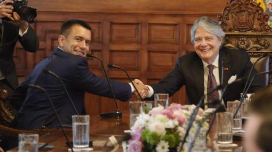 El presidente electo, Daniel Noboa, se reunió con el presidente Guillermo Lasso, el 17 de octubre de 2023.