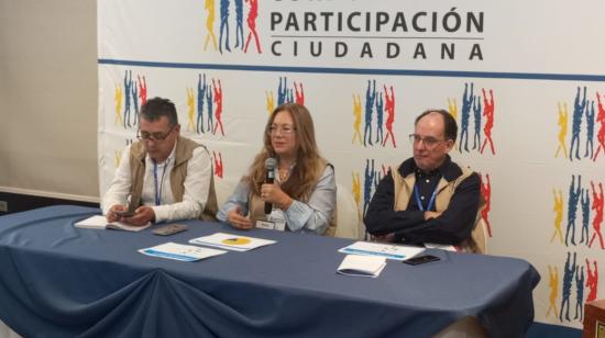 Directivos de Participación Ciudadana en una rueda de prensa el 15 de octubre de 2023.