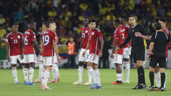 Jugadores de Colombia en el partido ante Ecuador el 17 de octubre de 2023.