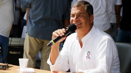 Rafael Correa, expresidente de la República, durante su último informe semanal, el 20 de mayo de 2017.