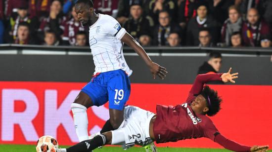 Ángelo Preciado, durante el partido de su club Sparta Praga ante Rangers, por Europa League.