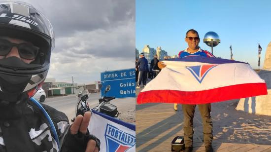 Un hincha de Fortaleza viajó en moto para ver la final de la Copa Sudamericana, en Punta del Este, Uruguay.