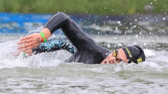 Esteban Enderica, durante las aguas abiertas en los Juegos Panamericanos, el 29 de octubre de 2023.